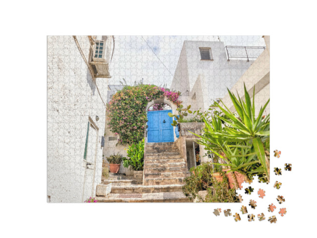 Puzzle 1000 pezzi „Vista sulle pittoresche strade di Sant'Angelo, sull'isola d'Ischia, in Italia“