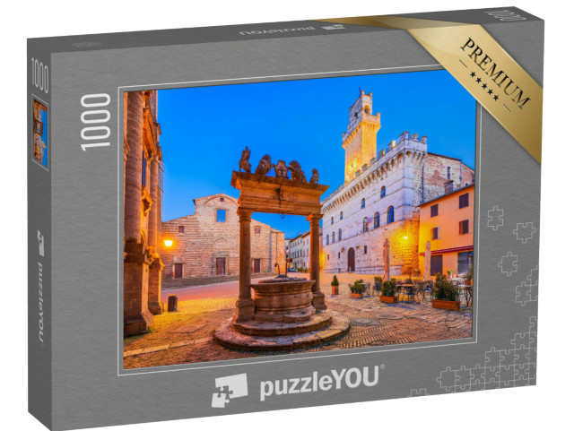 Puzzle 1000 pezzi „Montepulciano, Toscana. Bellissimo paesaggio cittadino sulla Piazza Grande con il municipio“