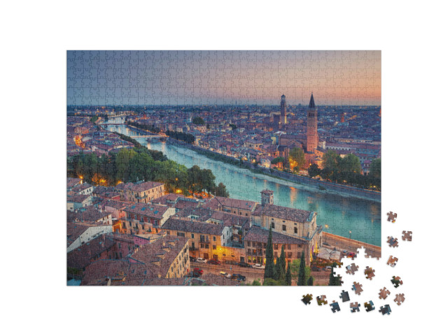 Puzzle 1000 pezzi „Verona storica al tramonto, Italia“