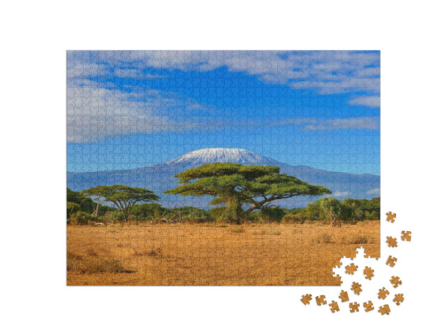 Puzzle 1000 pezzi „Il Kilimanjaro come meta di un safari in Kenya, Africa“