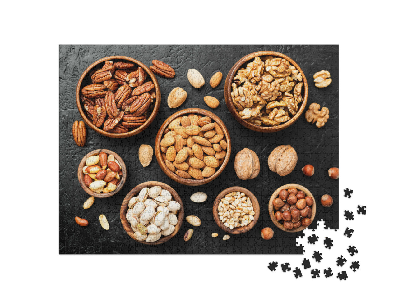 Puzzle 1000 pezzi „Miscela di noci in gusci di legno“