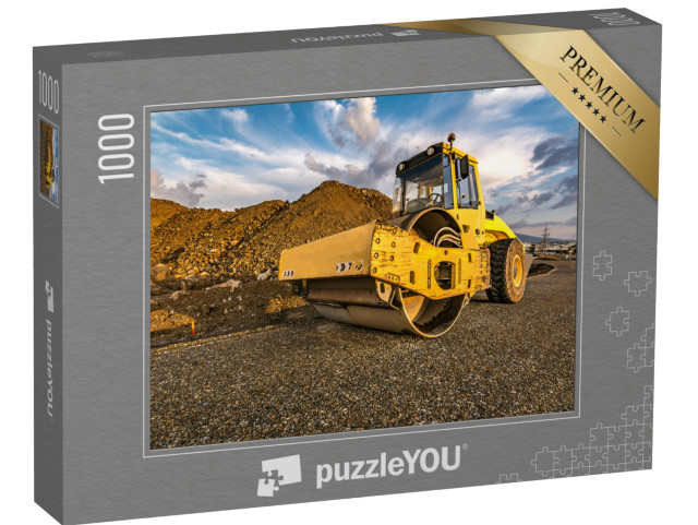 Puzzle 1000 pezzi „Rullo compressore giallo per lavori di costruzione stradale“