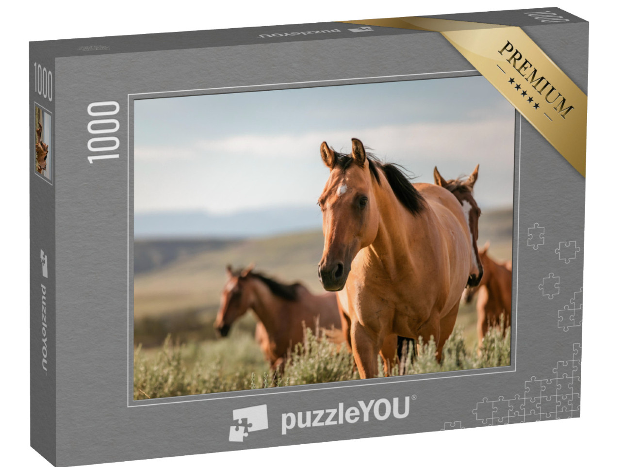 Puzzle 1000 pezzi „Cavalli American Quarter Horse Ranch nel Wyoming, USA“