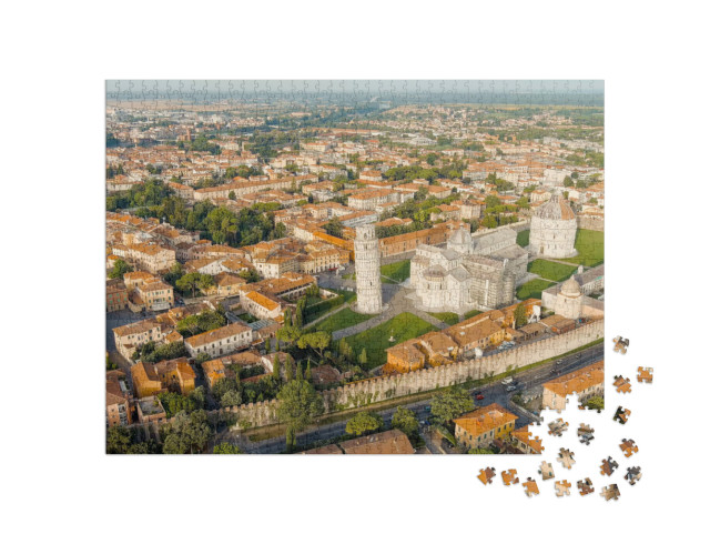 Puzzle 1000 pezzi „Pisa, Italia. La famosa Torre pendente e il Duomo di Pisa in Piazza dei Miracoli“