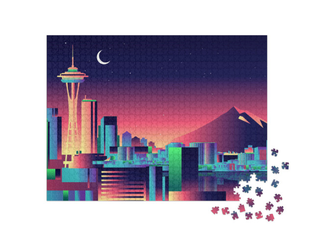 Puzzle 1000 pezzi „Lo skyline colorato di Seattle“
