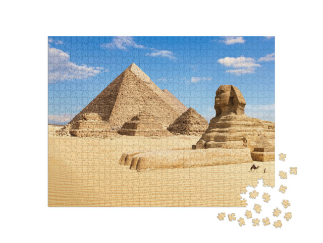 Puzzle 1000 pezzi „Le piramidi di Giza e la Sfinge, Egitto“