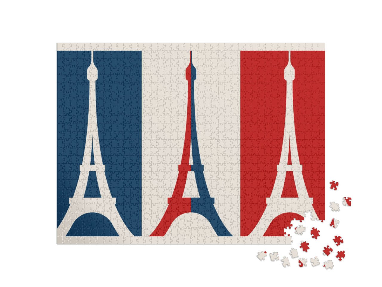 Puzzle 1000 pezzi „Grafica: Bandiera francese con Torre Eiffel“