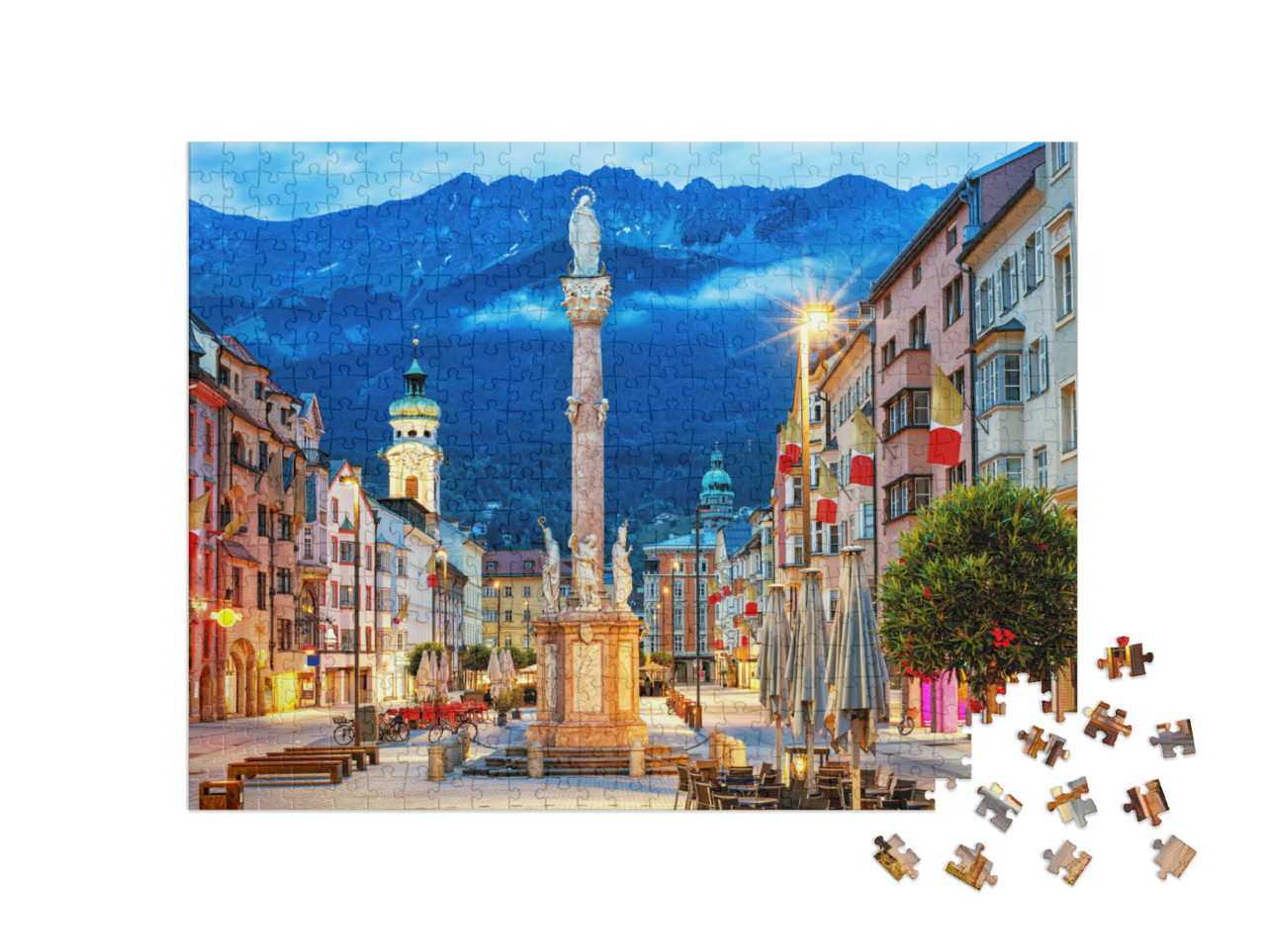 Puzzle 500 pezzi „Innsbruck: città vecchia tra le montagne alpine in Tirolo“