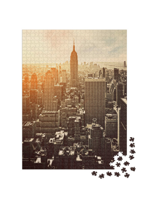Puzzle 1000 pezzi „Tramonto a Manhattan, New York, USA“