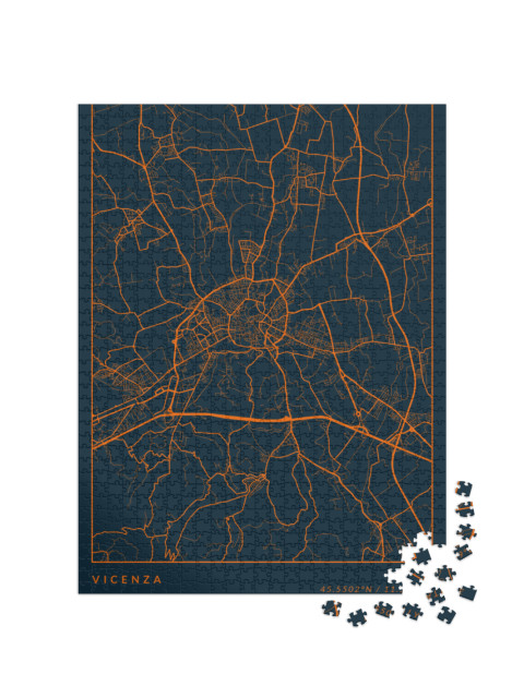 Puzzle 1000 pezzi „Mappa della città di Vicenza - Poster murale con mappa d'oro della città di Vicenza“