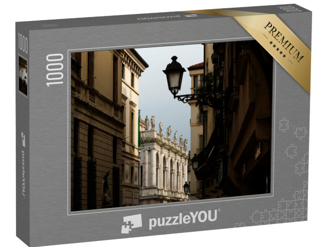 Puzzle 1000 pezzi „Vista di Vicenza con i tipici lampioni italiani, la Basilica Palladiana, Italia“