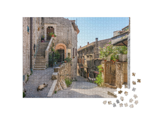 Puzzle 1000 pezzi „Scorcio panoramico a Montecelio, bella cittadina in provincia di Roma, Lazio, Italia.“