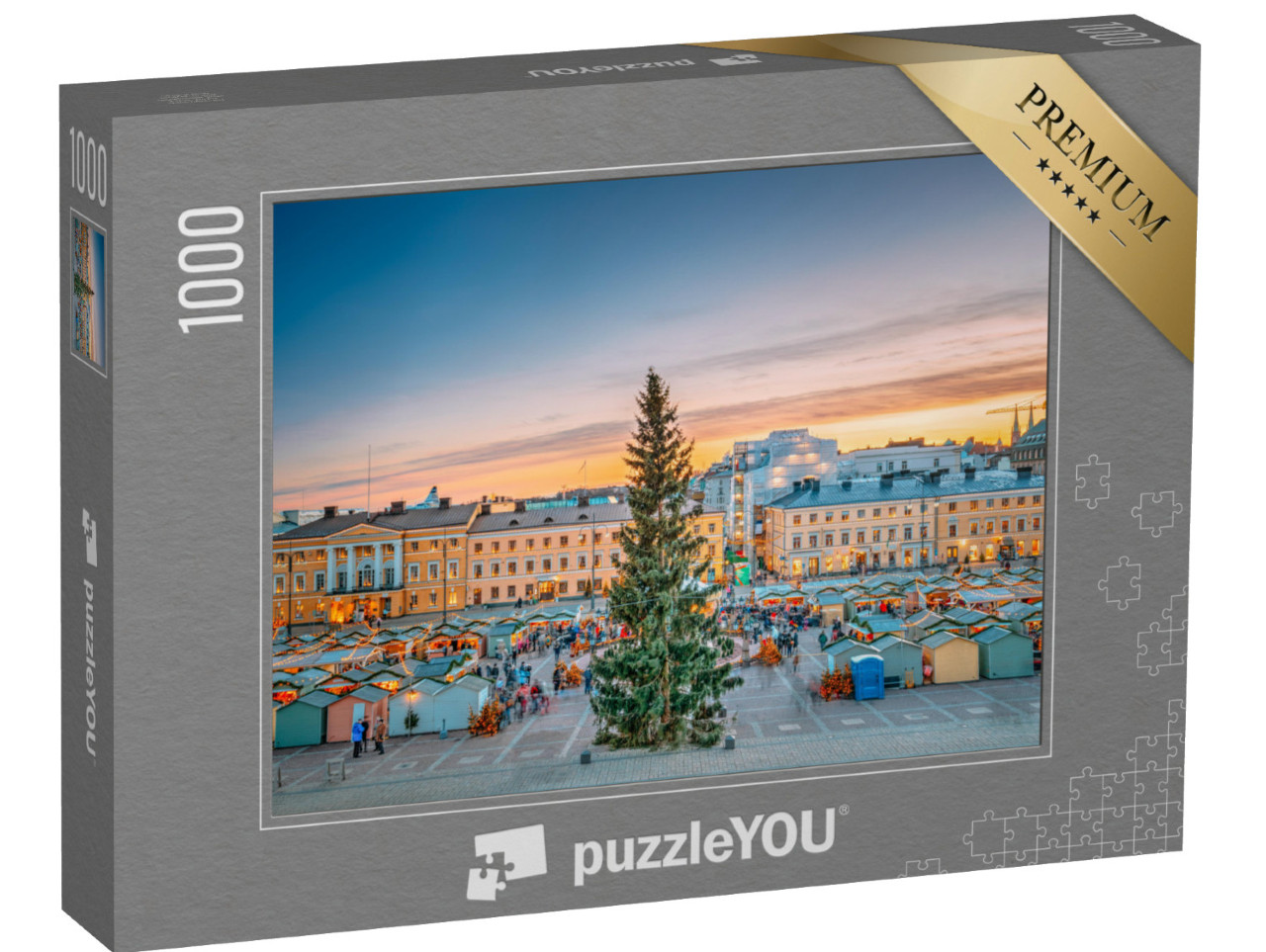 Puzzle 1000 pezzi „Mercatino di Natale in Piazza del Senato, Helsinki, Finlandia“