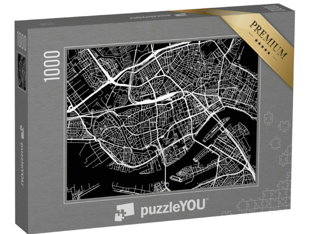 Puzzle 1000 pezzi „Mappa della città di Rotterdam, Paesi Bassi“