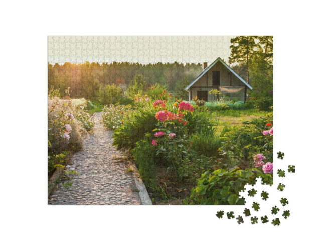 Puzzle 1000 pezzi „Un bel giardino al tramonto“