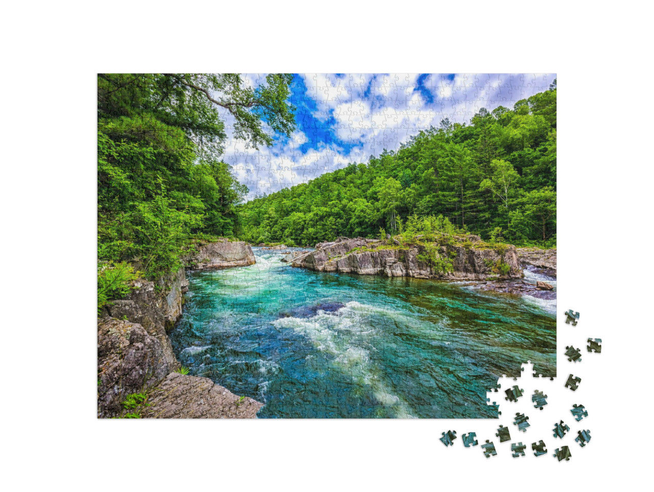 Puzzle 1000 pezzi „Ruscello di montagna cristallino nella natura incontaminata“