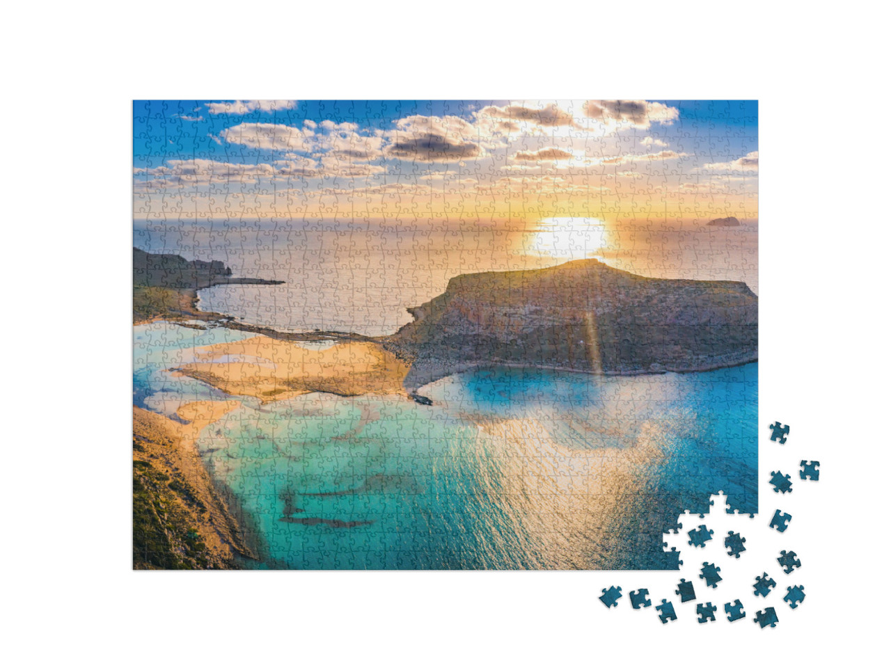 Puzzle 1000 pezzi „La laguna di Balos con la spiaggia di sabbia bianca, Creta, Grecia“