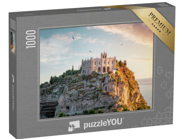 Puzzle 1000 pezzi „Santa Maria dell'Isola al tramonto - Tropea, Calabria, Italia“
