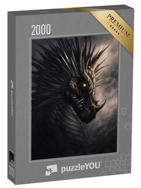 Puzzle 2000 pezzi „Pittura digitale di una testa di drago nero“