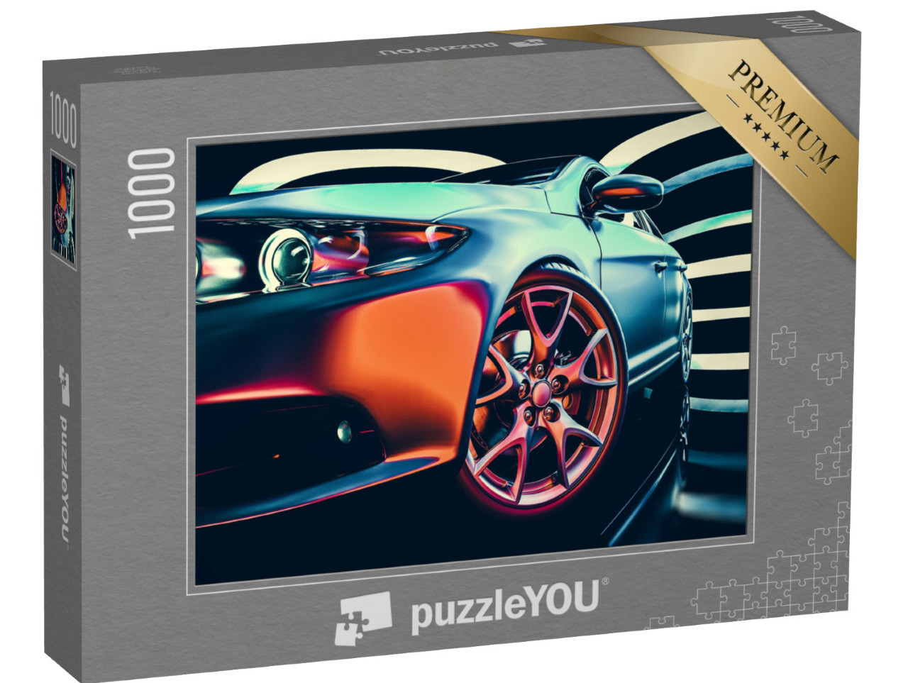 Puzzle 1000 pezzi „Primo piano di un'auto nell'autosalone“