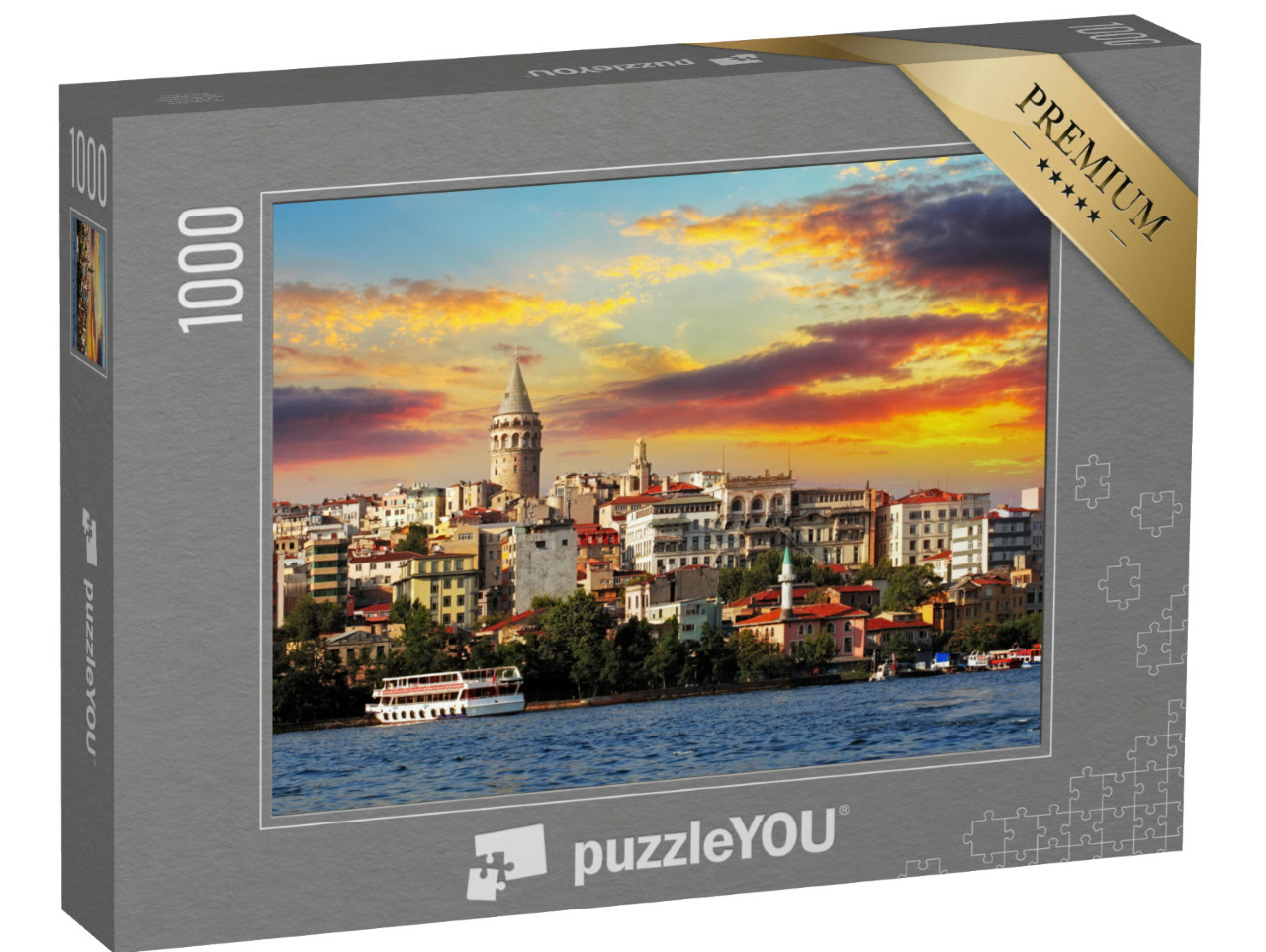 Puzzle 1000 pezzi „Tramonto nel quartiere di Galata a Istanbul“