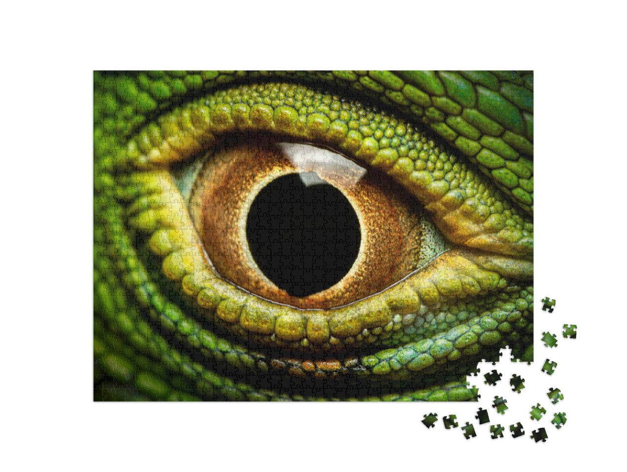 Puzzle 1000 pezzi „Immagine macro dell'occhio di un'iguana verde“