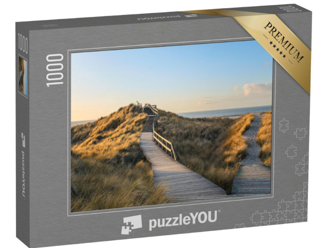 Puzzle 1000 pezzi „Passerella di legno tra le dune fino alla spiaggia di Norddorf, Amrum“