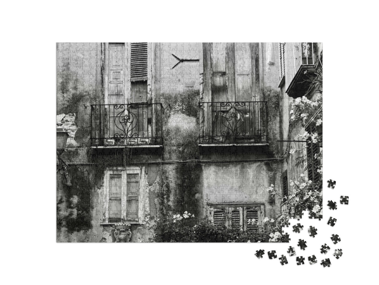 Puzzle 1000 pezzi „La facciata di un edificio sulle strade di Tropea, in Calabria.“
