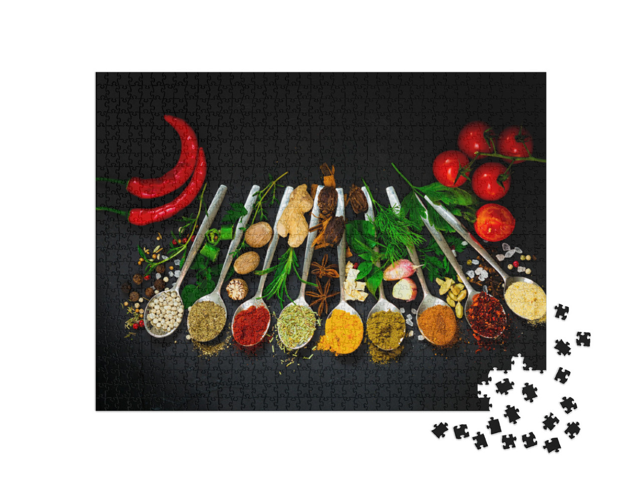 Puzzle 1000 pezzi „Selezione di spezie ed erbe aromatiche“