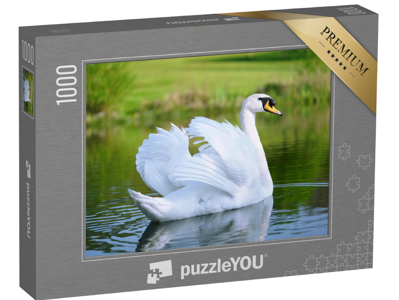 Puzzle 1000 pezzi „Lago con cigno bianco“