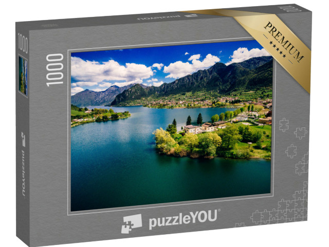 Puzzle 1000 pezzi „Lago d'Idro, vicino al Lago di Garda, Italia. Bellissimo paesaggio estivo con il lago tra le montagne“