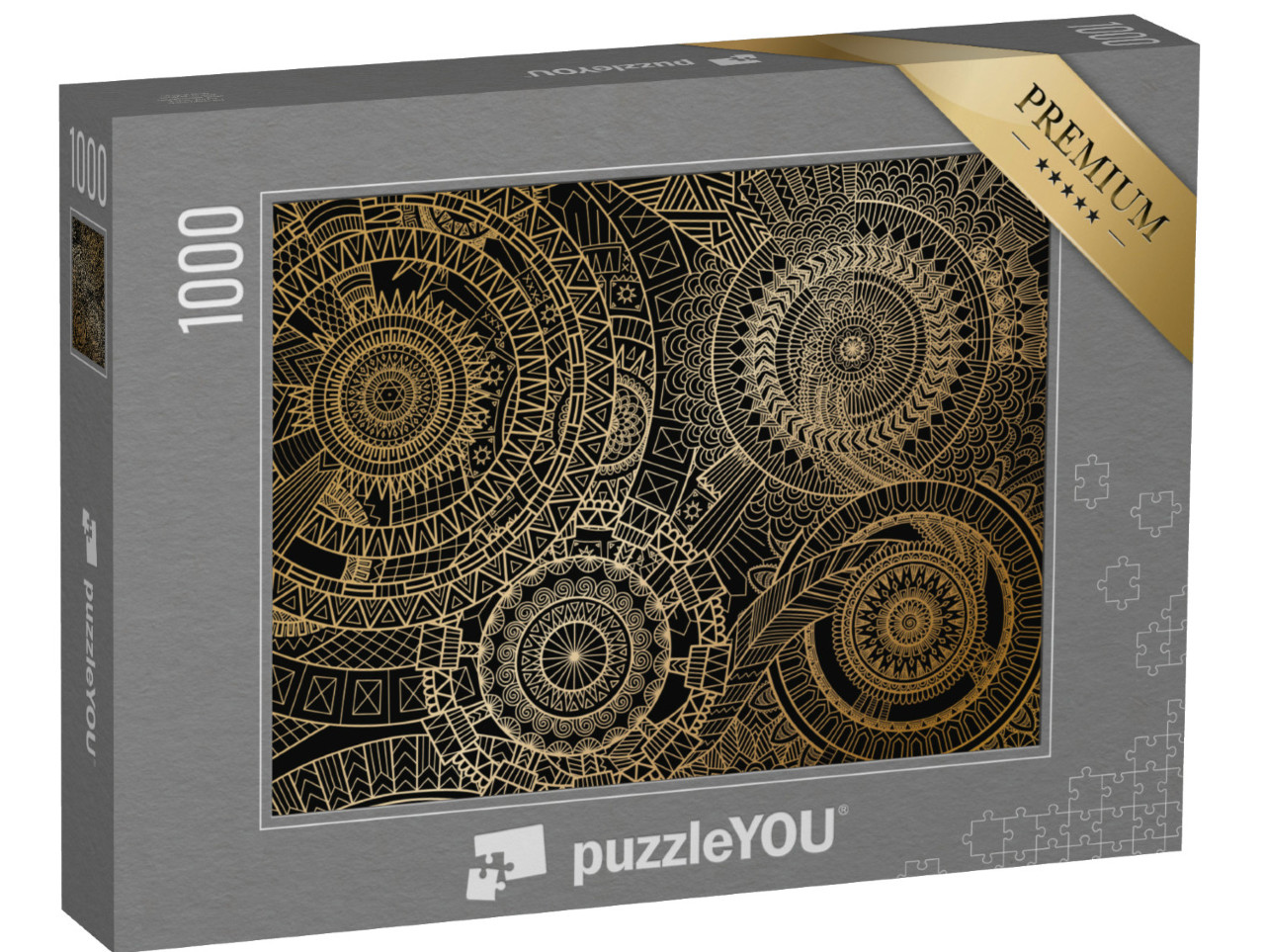 Puzzle 1000 pezzi „Movimento mandala in linee dorate“