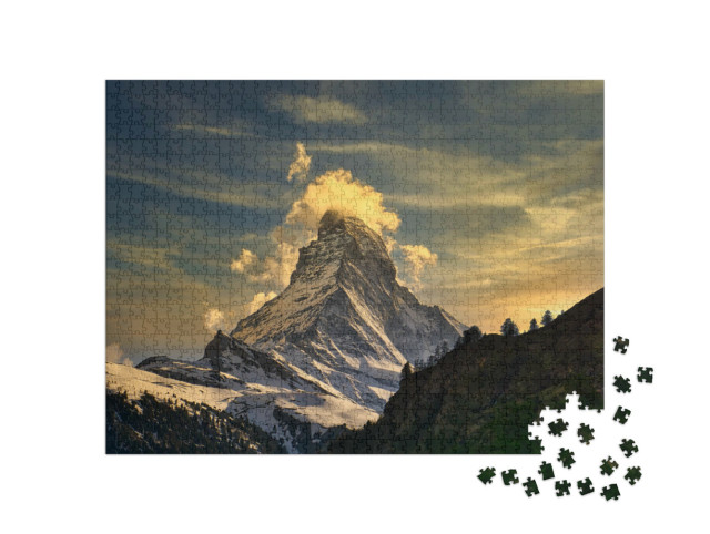 Puzzle 1000 pezzi „Splendido tramonto sul Cervino, Zermatt, Svizzera“