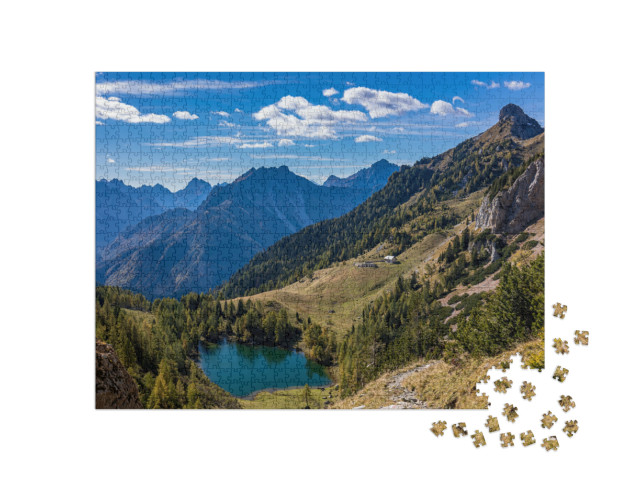 Puzzle 1000 pezzi „Una bella giornata di sole autunnale nelle Alpi del Friuli Venezia-Giulia, Italia“