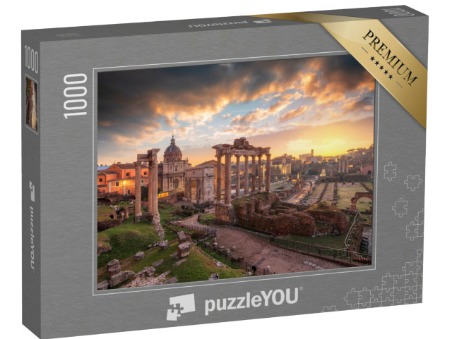 Puzzle 1000 pezzi „Roma, Italia, presso le rovine del Foro Romano al tramonto.“