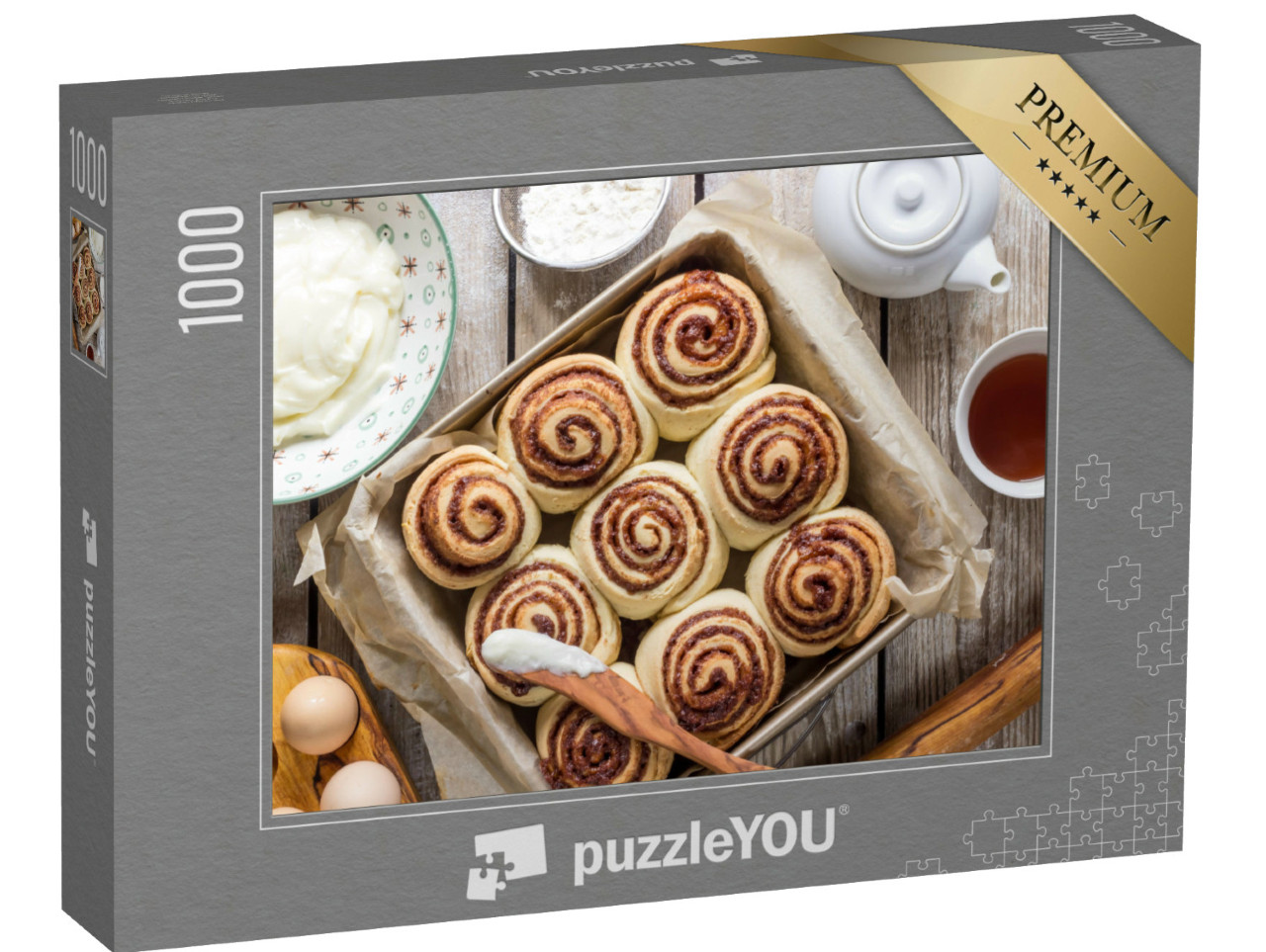 Puzzle 1000 pezzi „Panini alla cannella con ripieno di spezie e cacao su carta da forno“