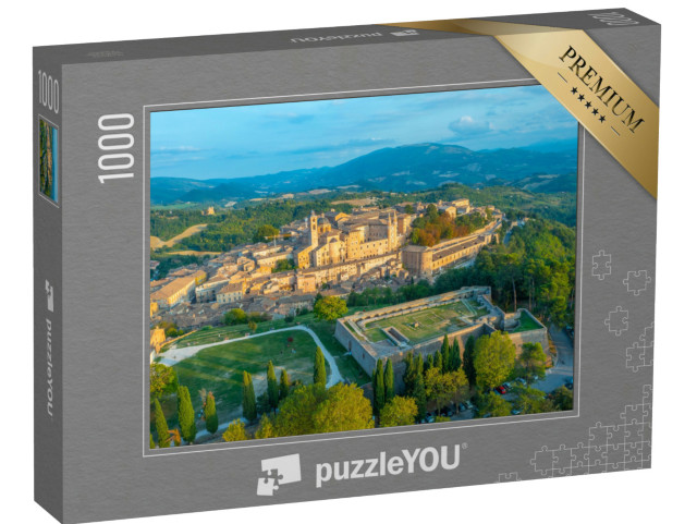 Puzzle 1000 pezzi „Vista del tramonto sulla città italiana di Urbino.“