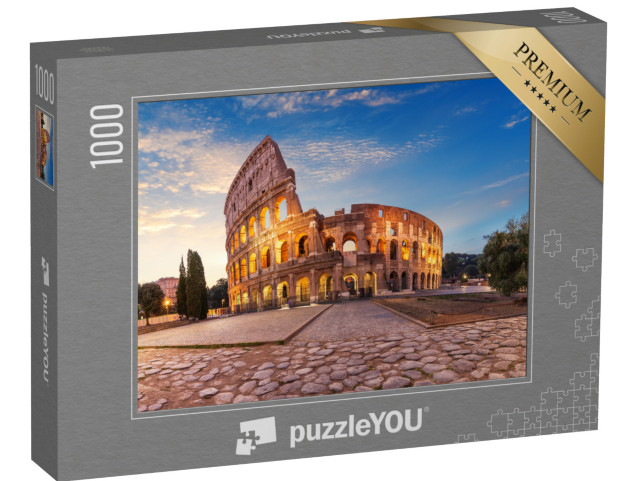 Puzzle 1000 pezzi „Colosseo illuminato all'alba, senza persone, Roma, Italia“