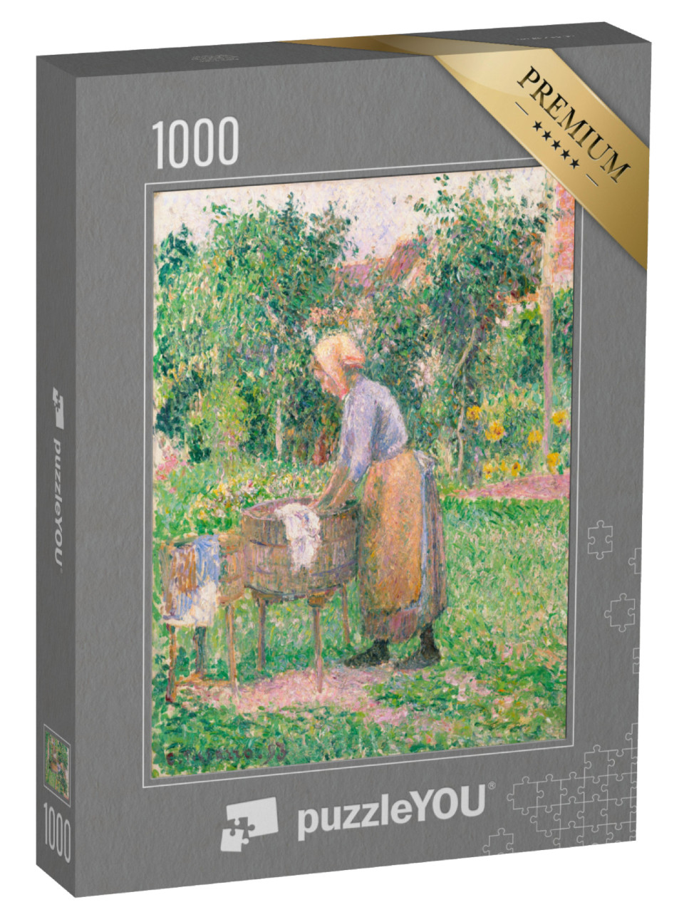 Puzzle 1000 pezzi „Camille Pissarro - Una lavandaia a Éragny“