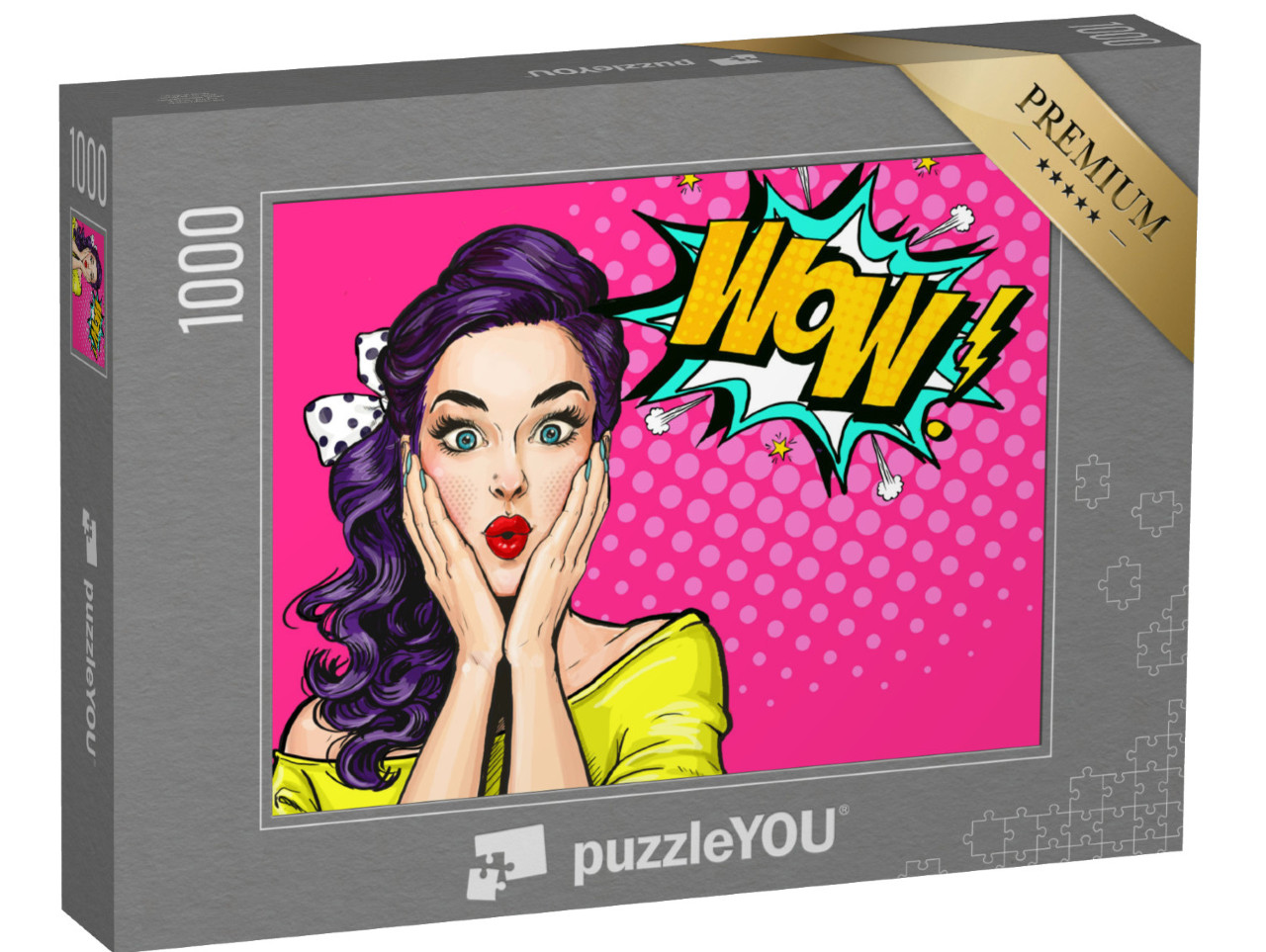 Puzzle 1000 pezzi „Pop Art: Donna con la faccia WOW“