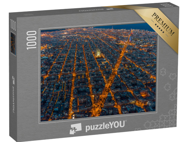 Puzzle 1000 pezzi „Vista su Barcellona illuminata di sera“