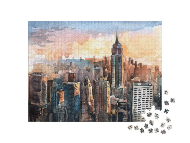 Puzzle 1000 pezzi „Acquerello di Manhattan“
