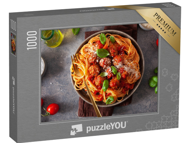 Puzzle 1000 pezzi „Spaghetti con polpette e salsa di pomodoro“