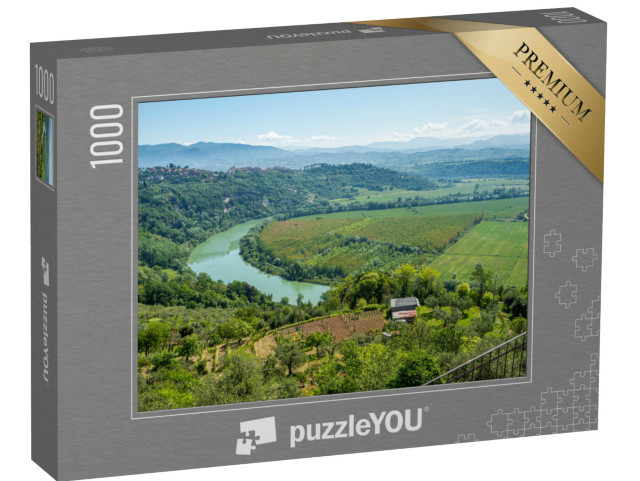 Puzzle 1000 pezzi „Vista panoramica sulla valle del Tevere dal bellissimo borgo di Nazzano, provincia di Roma, Lazio“