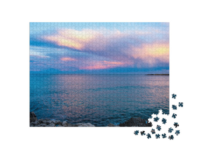 Puzzle 1000 pezzi „Cielo al tramonto a Monopoli, Puglia, Italia.“