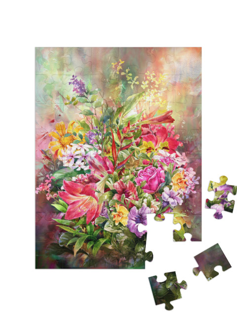 Puzzle 48 pezzi „Bouquet di fiori colorati“