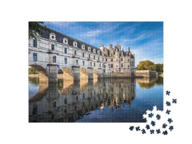 Puzzle 1000 pezzi „Chateau de Chenonceau sul fiume Cher, Valle della Loira, Francia“