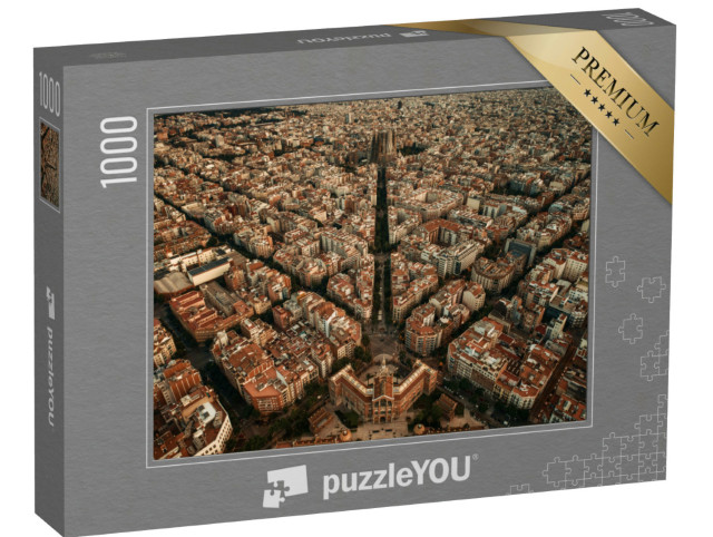 Puzzle 1000 pezzi „Vista aerea di Barcellona: le strade della città, Spagna“