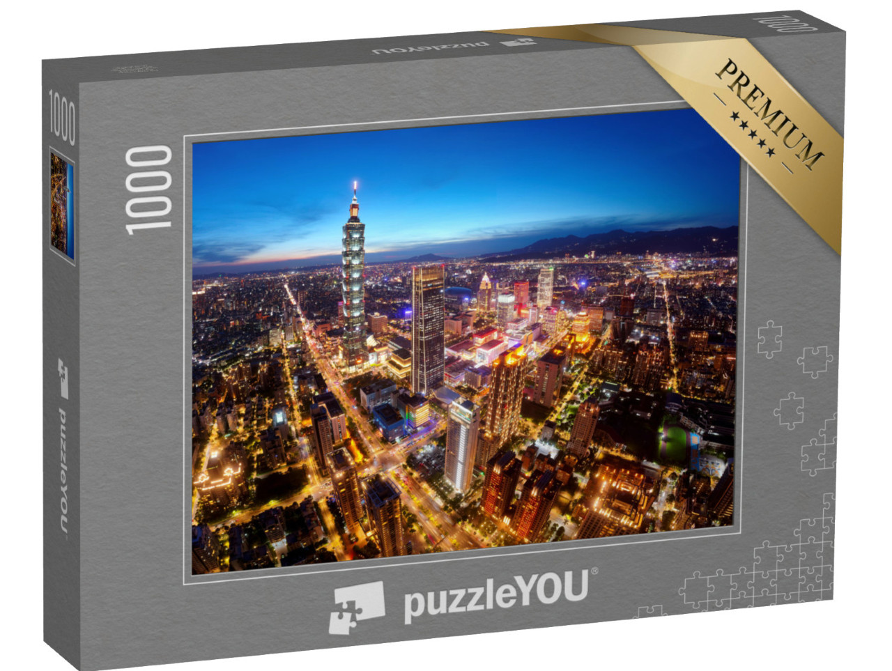 Puzzle 1000 pezzi „Veduta aerea del centro della città di Taipei, Taiwan“