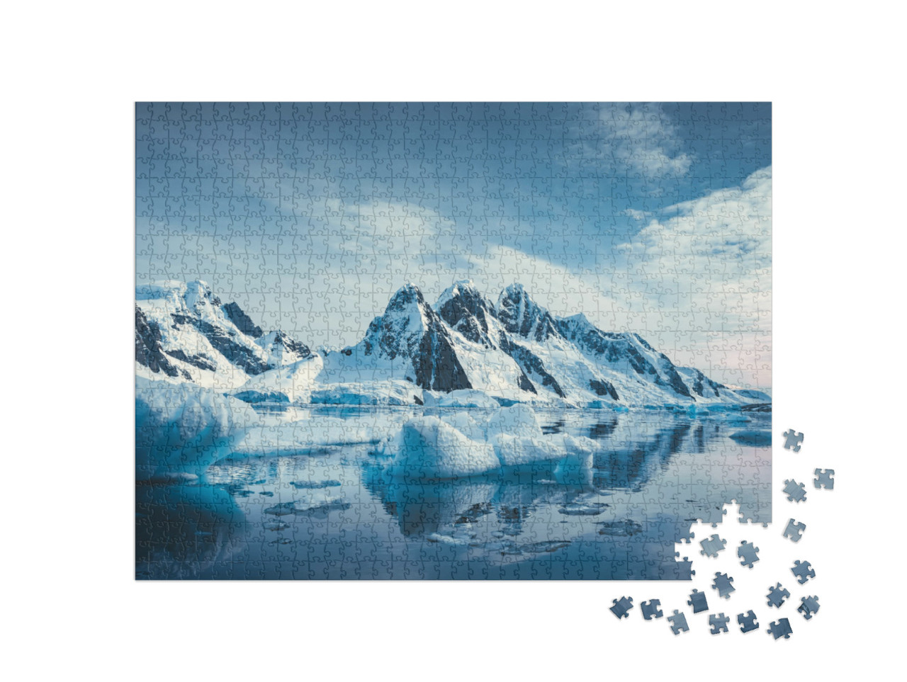 Puzzle 1000 pezzi „Inverno antartico: montagne ricoperte di ghiaccio nell'Oceano Meridionale“